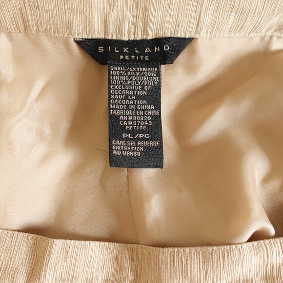 Y2K Silkland Beige Silk Pants w/ Embroidered Flower Size Petite - Picture 12 of 14